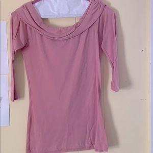 Off the shoulder light pink top